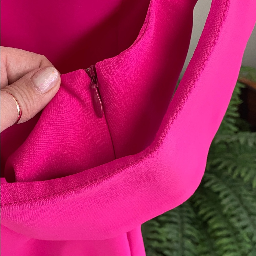 Milly Vibrant Hot Pink One-Shoulder Shift Dress - Picture 3 of 6